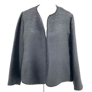 Eileen Fisher Black Textured Open Front Jacket